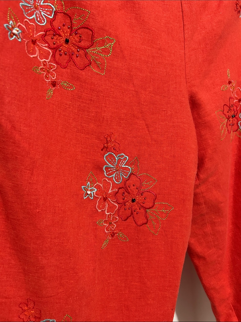 Red Embroidered Capris - Picture 7 of 15
